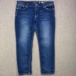 Miss Me Easy Straight Embellished Wing Pocket Jeans Womens 39x31 Mid Rise